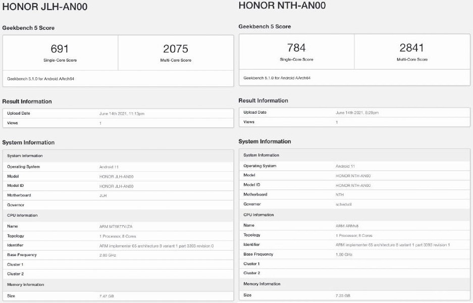 Honor 50 и Honor 50 SE с Snapdragon 778G и Dimensity 900 протестированы в Geekbench