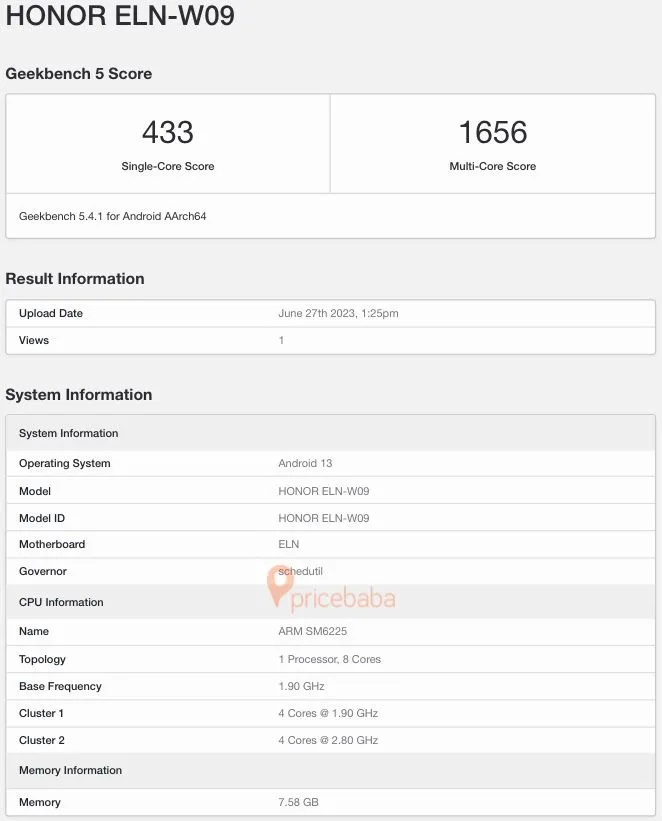 планшет Honor Pad X9 в Geekbench