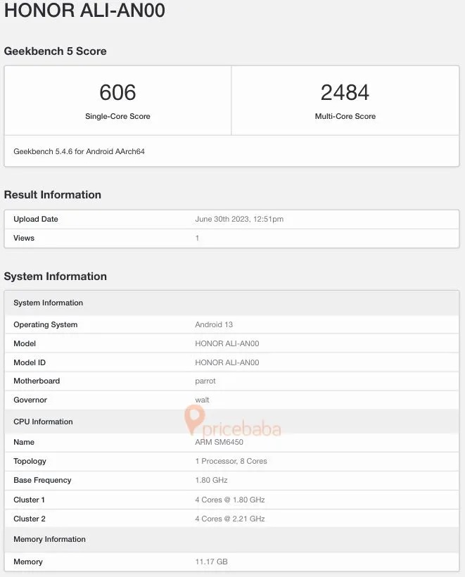 смартфон Honor X50 в Geekbench