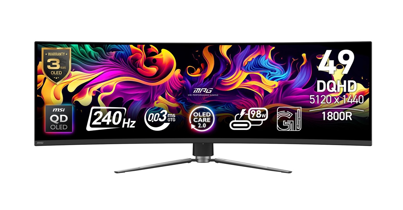 Представлен игровой монитор MSI MPG 491CQPX QD-OLED с изогнутым 49-дюймовым дисплеем