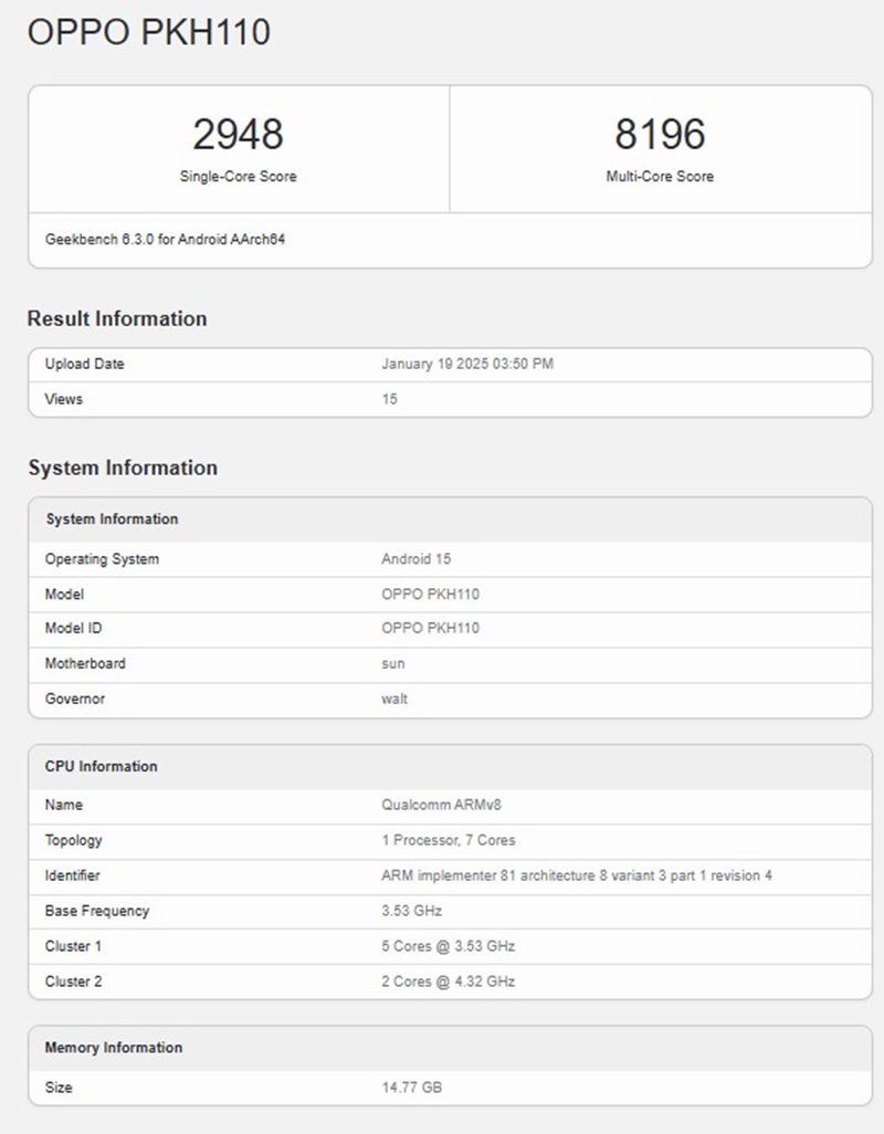 OPPO Find N5 прошел тестирование в Geekbench