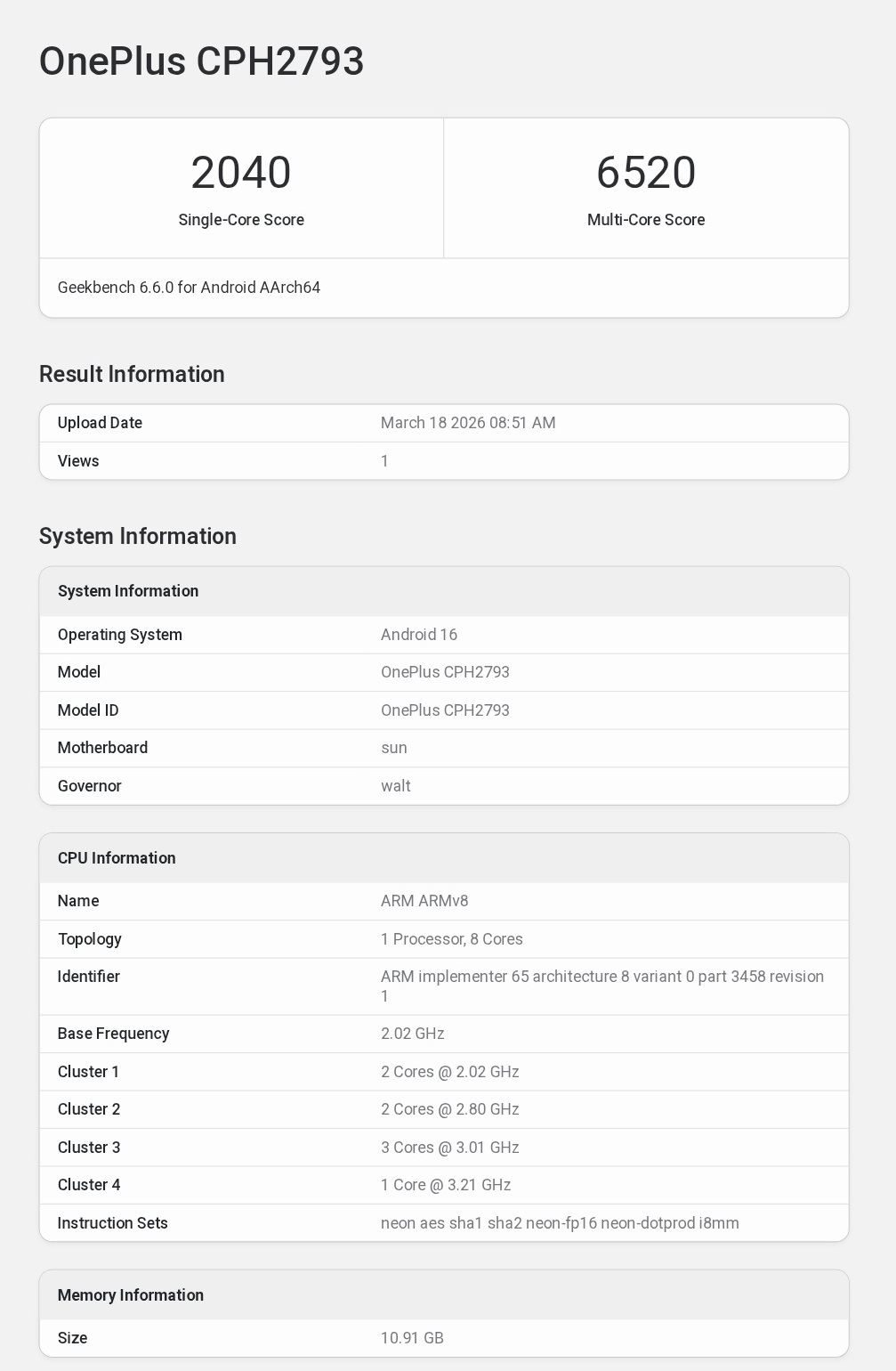 OnePlus Nord 6 замечен в бенчмарке Geekbench