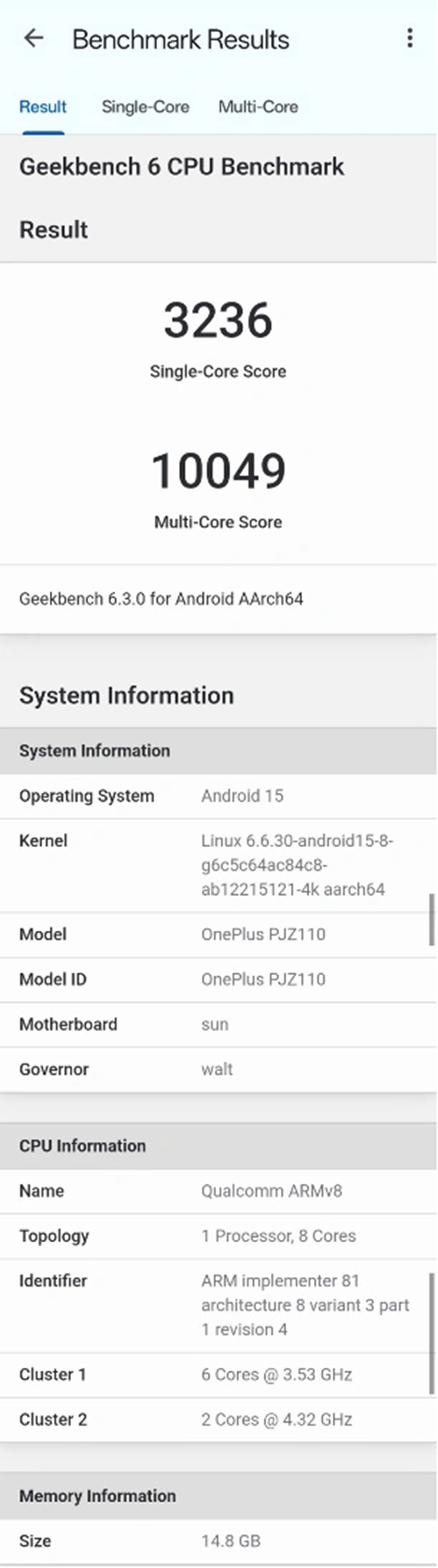 OnePlus 13 прошел тестирование в Geekbench