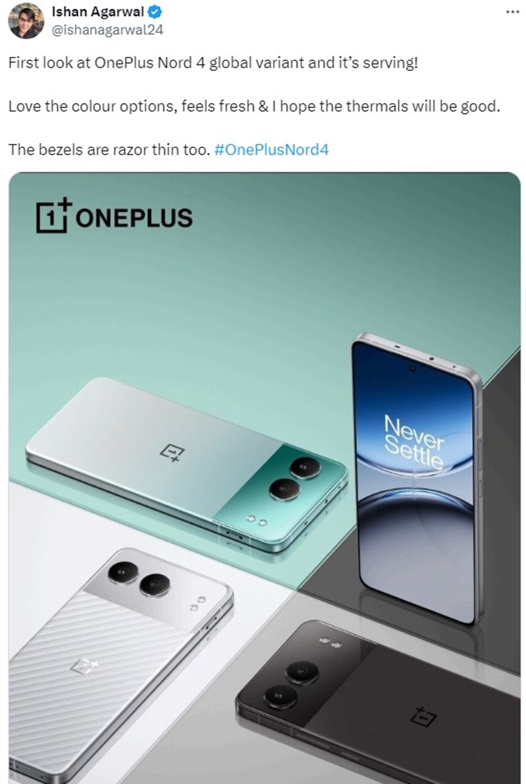 OnePlus Nord 4 появился на первом рендере в трех цветах