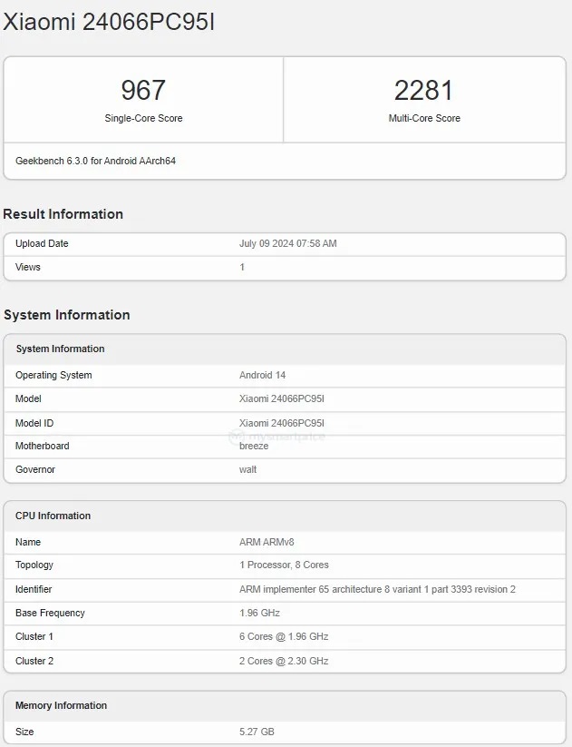 POCO M6 Plus 5G протестирован в Geekbench