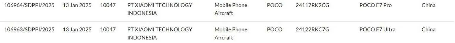 POCO F7 Pro и POCO F7 Ultra замечены в базе сертификации SDPPI