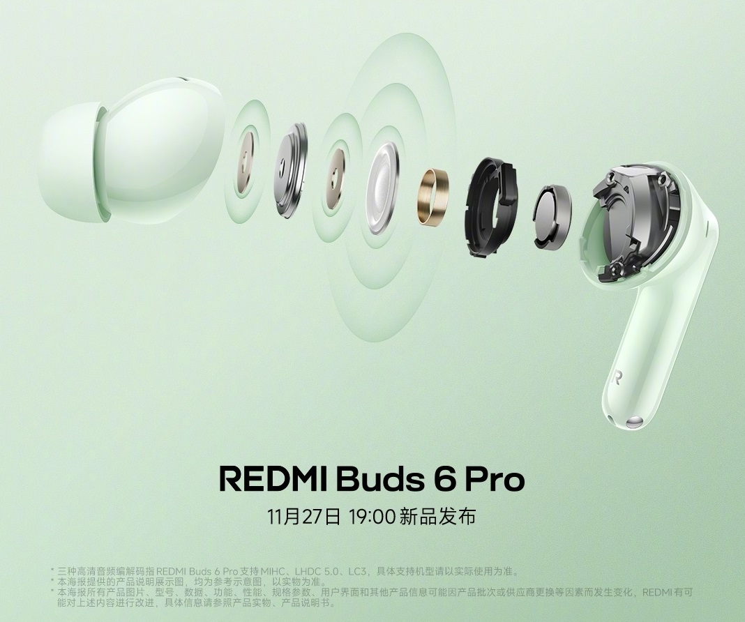 Xiaomi раскрыла основные характеристики Redmi Buds 6 Pro