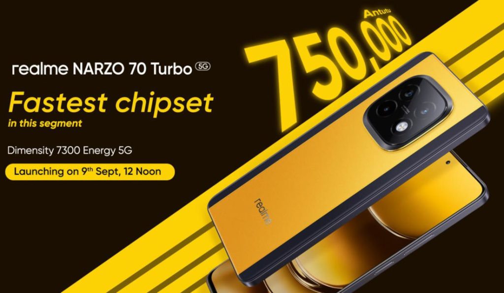 Realme выпустит Narzo 70 Turbo 5G в первой половине сентября