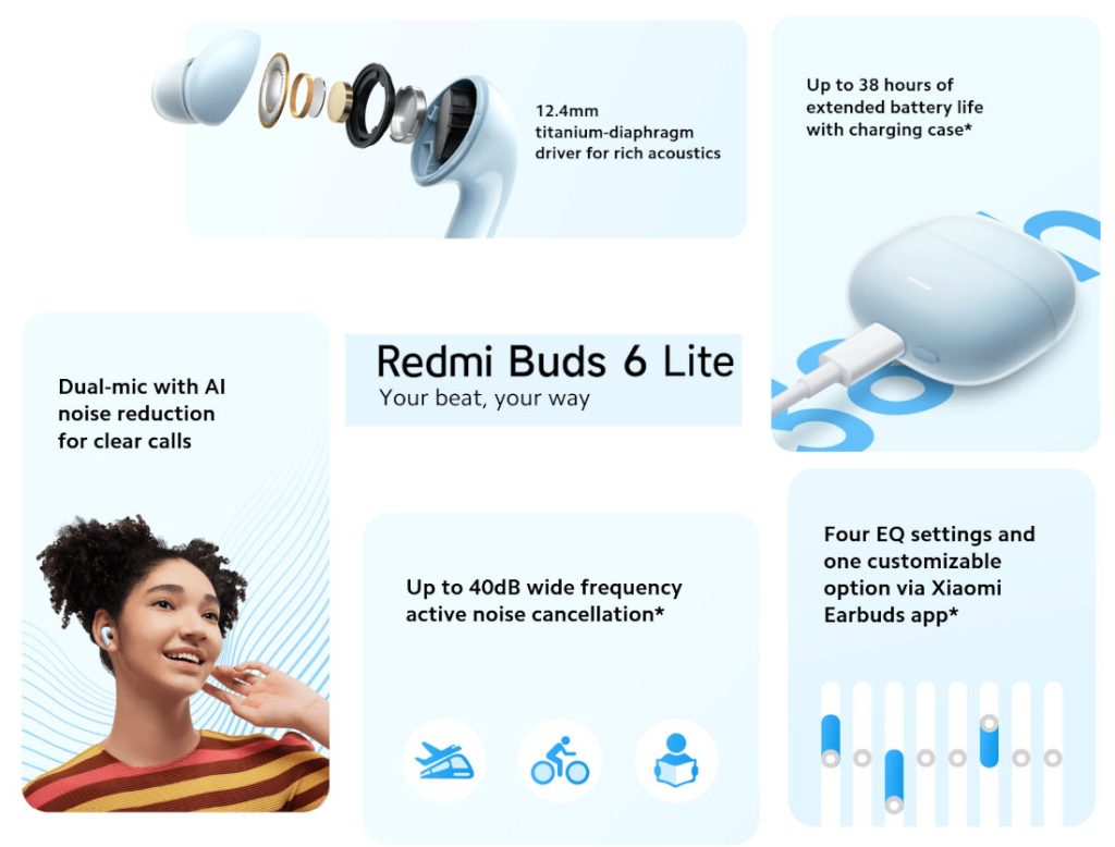 беспроводные наушники Redmi Buds 6 Lite