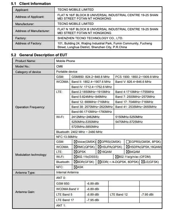 TECNO Camon 40 Pro 4G появился в базе данных FCC