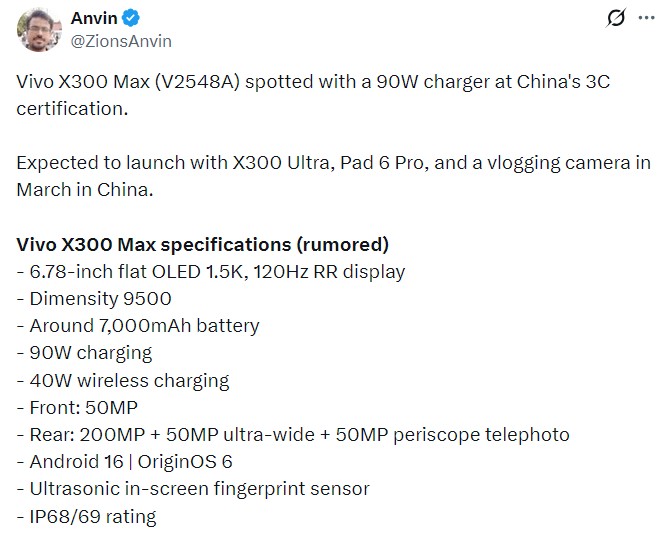 Vivo X300 Max