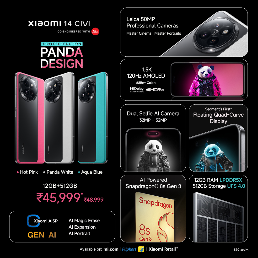 Представлена лимитированная серия Xiaomi 14 Civi Limited Edition Panda Design