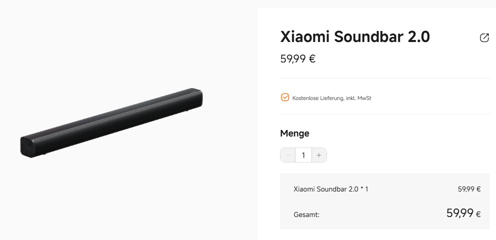 Саундбар Xiaomi Soundbar 2.0ch поступил в продажу на европейском рынке