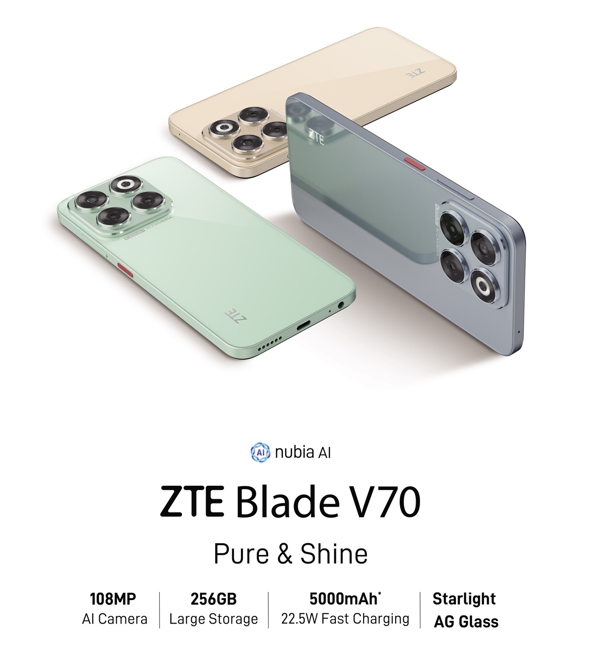 ZTE Blade V70 со 108-мегапиксельной камерой представлен на глобальном рынке