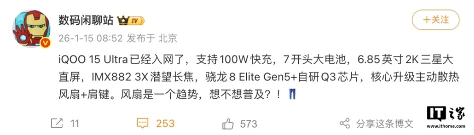 iQOO 15 Ultra характеристики